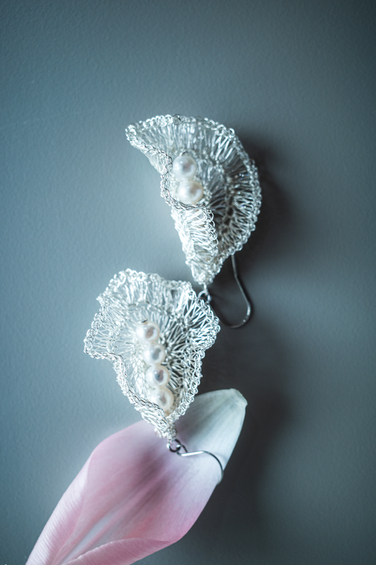 Pearl Cascade Earrings Silver color