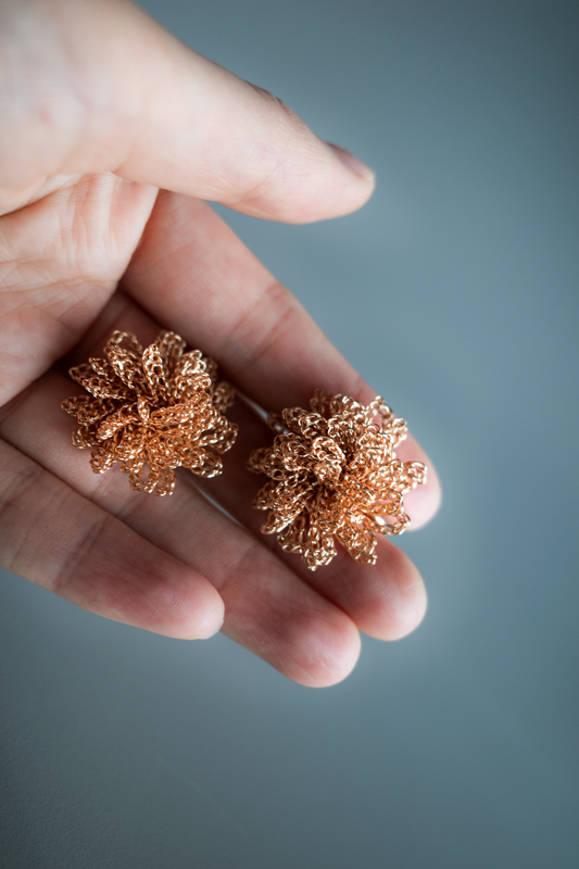 Dandelion Bloom – Wire Crochet Earrings