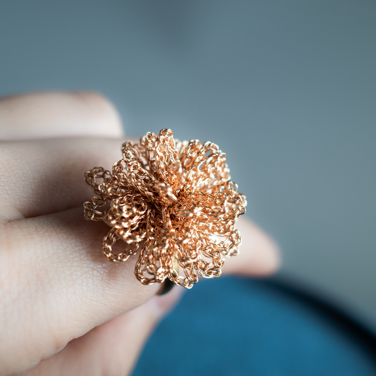 Dandelion Bloom – Wire Crochet Ring
