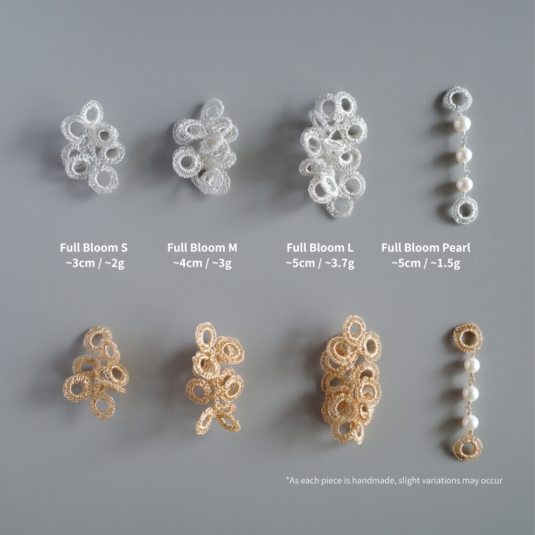 Full Bloom – 耳飾4件套組(同色)S×2・珍珠×2 銀色【預購商品】