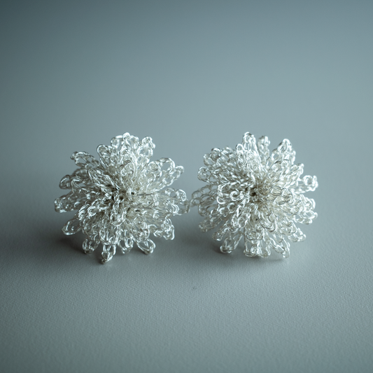 たんぽぽの花 耳飾り シルバー Dandelion Flower Earrings