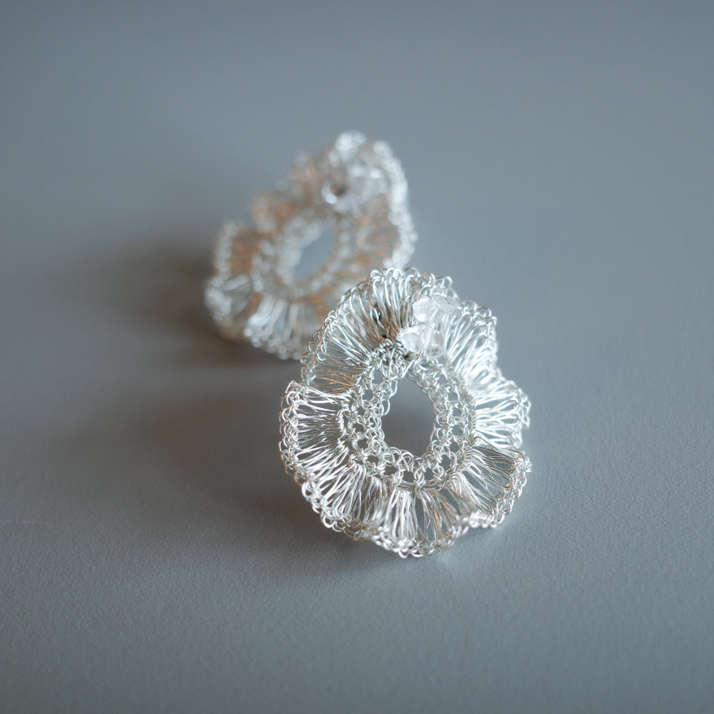 Lunar Halo – Herkimer Diamond 耳飾り Silver color