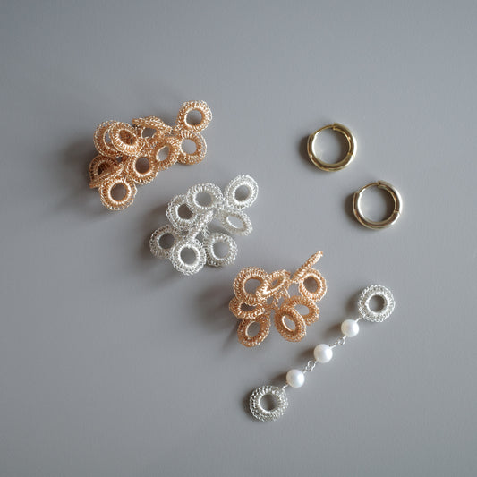 Full Bloom – 耳飾り4点 モチーフセット ゴールド(S+M)×シルバー(S+パール)