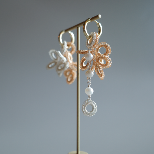 Full Bloom – 耳飾り4点 モチーフセット ゴールド(S)×シルバー(SS+パール)