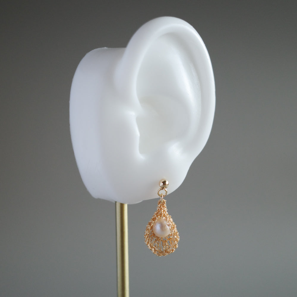 睡美人淡水珍珠 耳飾 金