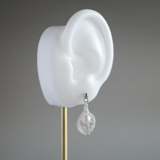 Sleeping Beauty Freshwater Pearl Earrings Silver