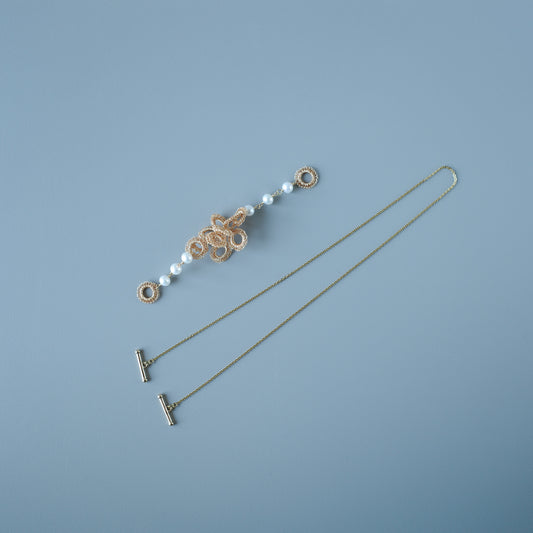Full Bloom – ワイヤークロッシェとパールのネックレス S Gold Color