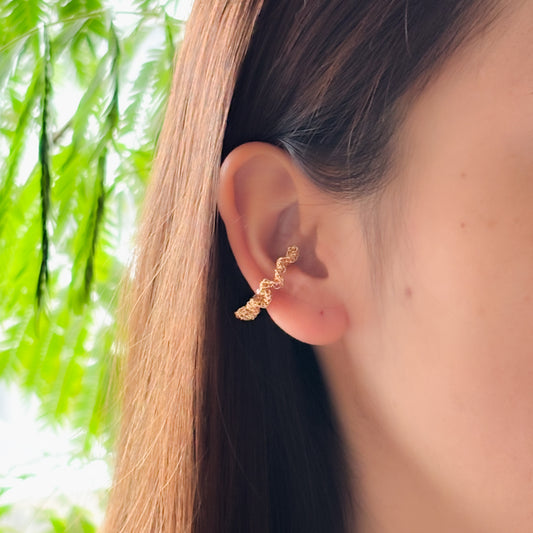 澎澎蕾絲 金屬鉤織耳骨夾(一片)金色