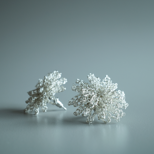 たんぽぽの花 耳飾り シルバー　Dandelion Flower Earrings