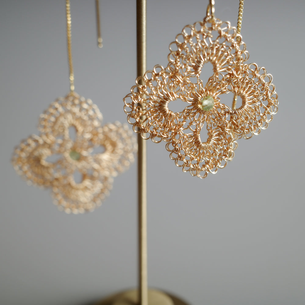 花綾 – 鉤織鏈條耳飾　金色