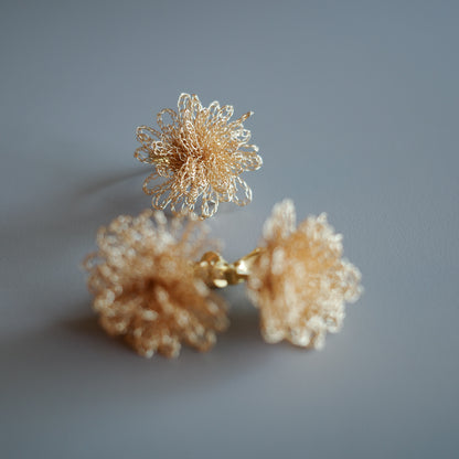 Dandelion Bloom  ワイヤークロッシェ耳飾り