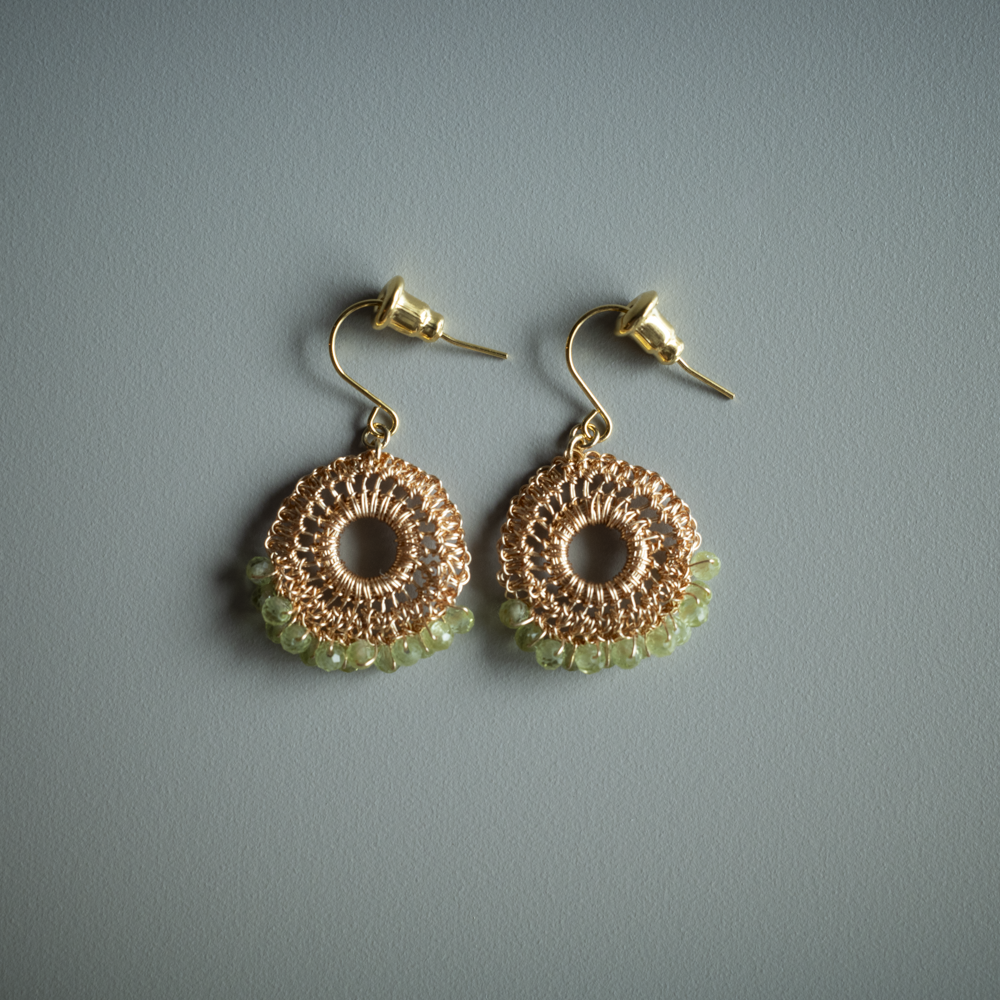 Peridot Lace earrings Gold color