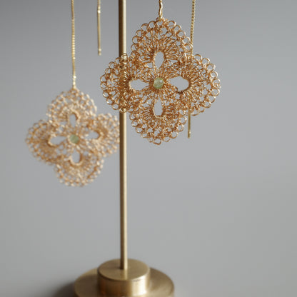 花綾 – 鉤織鏈條耳飾　金色