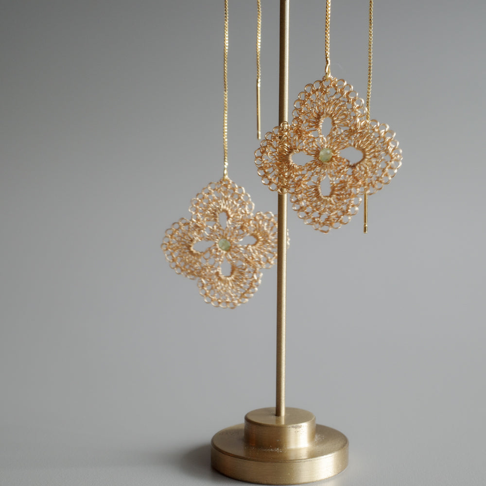 花綾 – 鉤織鏈條耳飾　金色