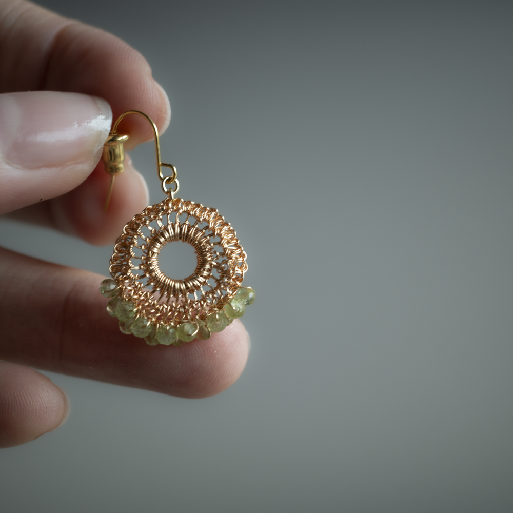 Peridot Lace earrings Gold color