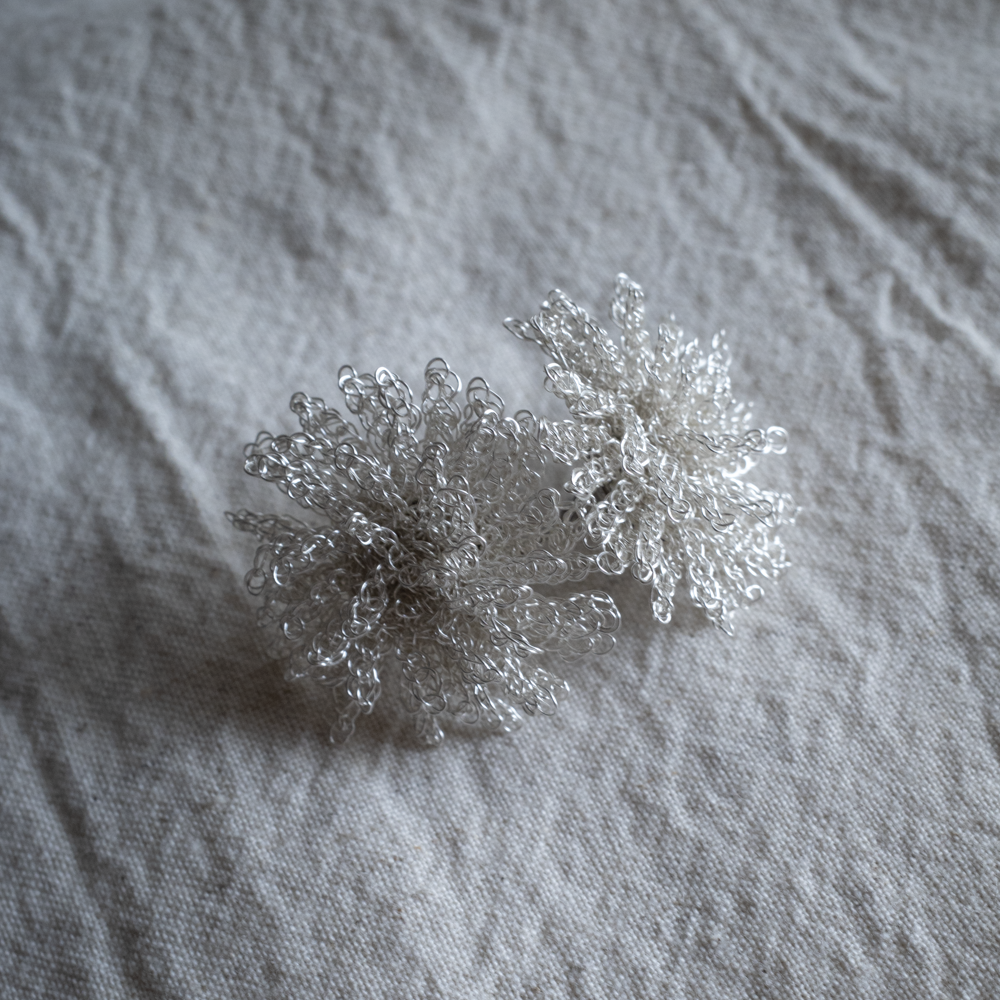 Dandelion Bloom – Wire Crochet Earrings