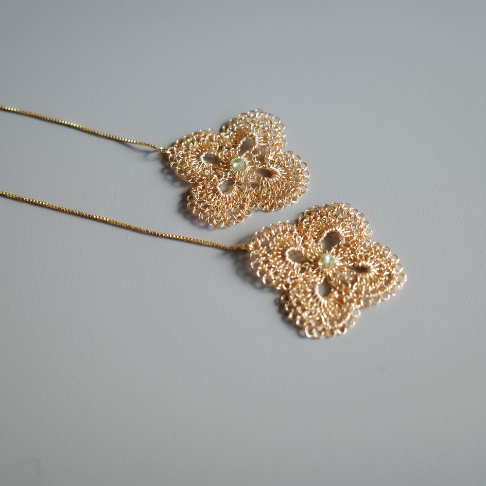 花綾 – 鉤織鏈條耳飾　金色