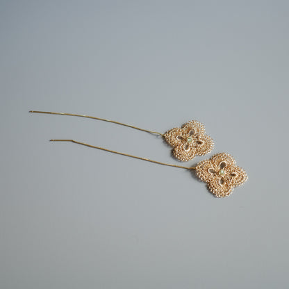 花綾 – 鉤織鏈條耳飾　金色