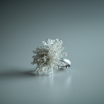 Dandelion Bloom – Wire Crochet Ring