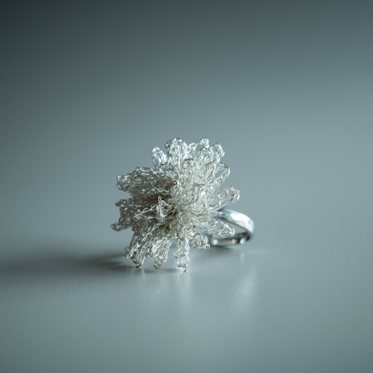 たんぽぽの花　指飾り　シルバー　 Dandelion Flower  Ring