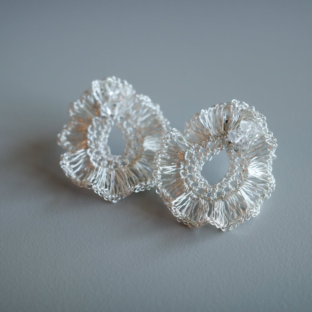 Lunar Halo – Herkimer Diamond 　耳飾り　Silver color