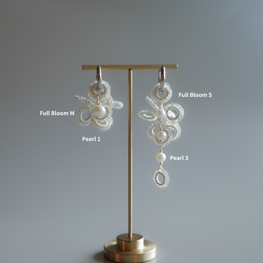 満開｜Full Bloom｜手編みモチーフ耳飾り（単品・予約販売）