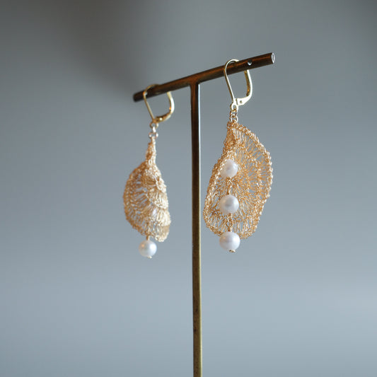 Pearl Cascade　耳環　Gold color
