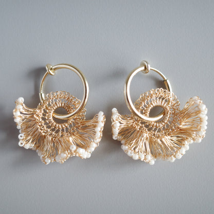 Frill Tail ＆日本玻璃珠 – 耳環　Gold color