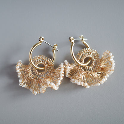 Frill Tail ＆日本玻璃珠 – 耳環　Gold color