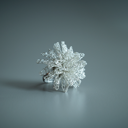 Dandelion Bloom – Wire Crochet Ring