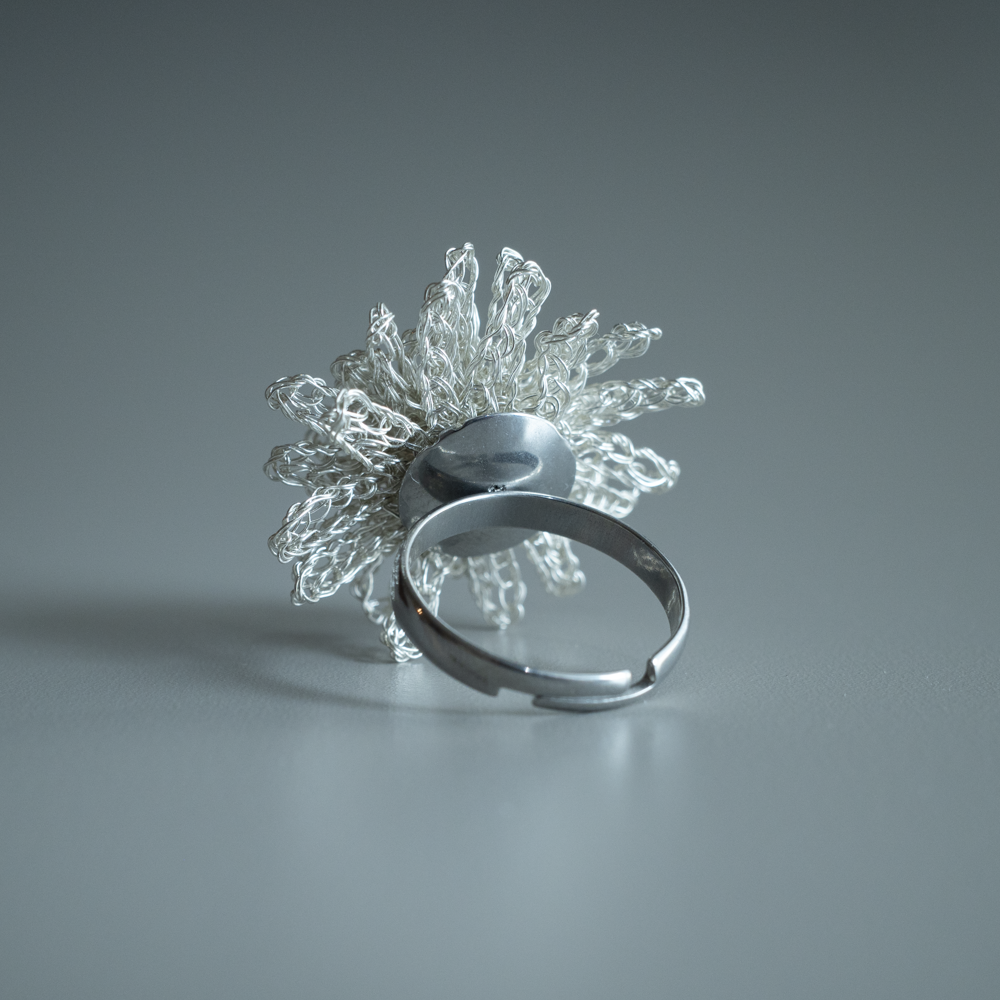 Dandelion Bloom – Wire Crochet Ring