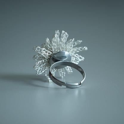 Dandelion Bloom – Wire Crochet Ring