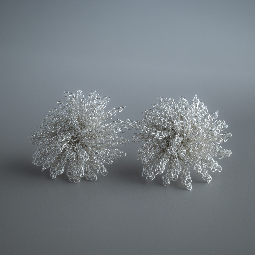 Dandelion Bloom – Wire Crochet Earrings