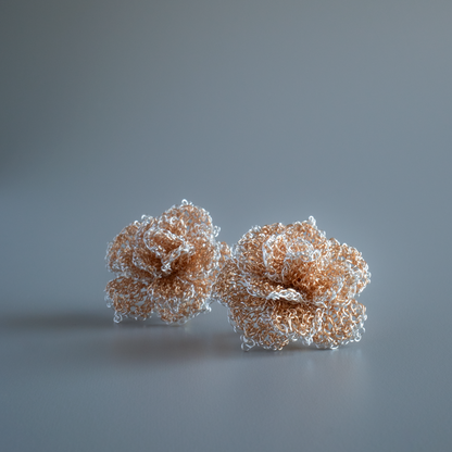 Layered Rose Earrings｜Hand-Crocheted Wire gold color