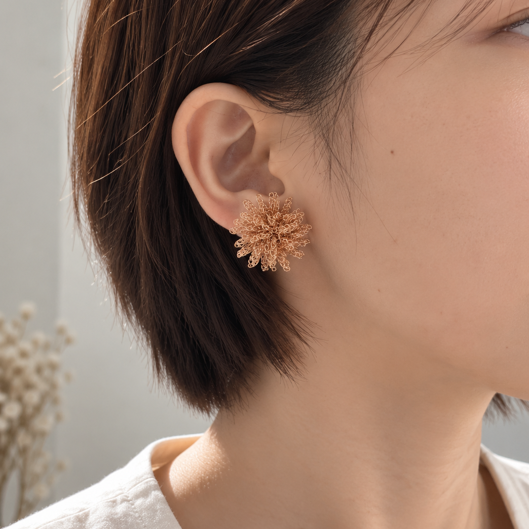 たんぽぽの花 耳飾り 　Dandelion Flower Earrings