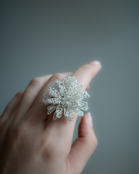 たんぽぽの花　指飾り　シルバー　 Dandelion Flower  Ring