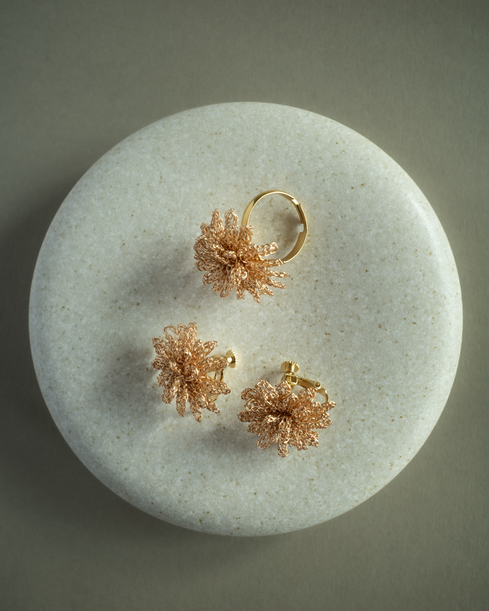 Dandelion Bloom – Wire Crochet Earrings