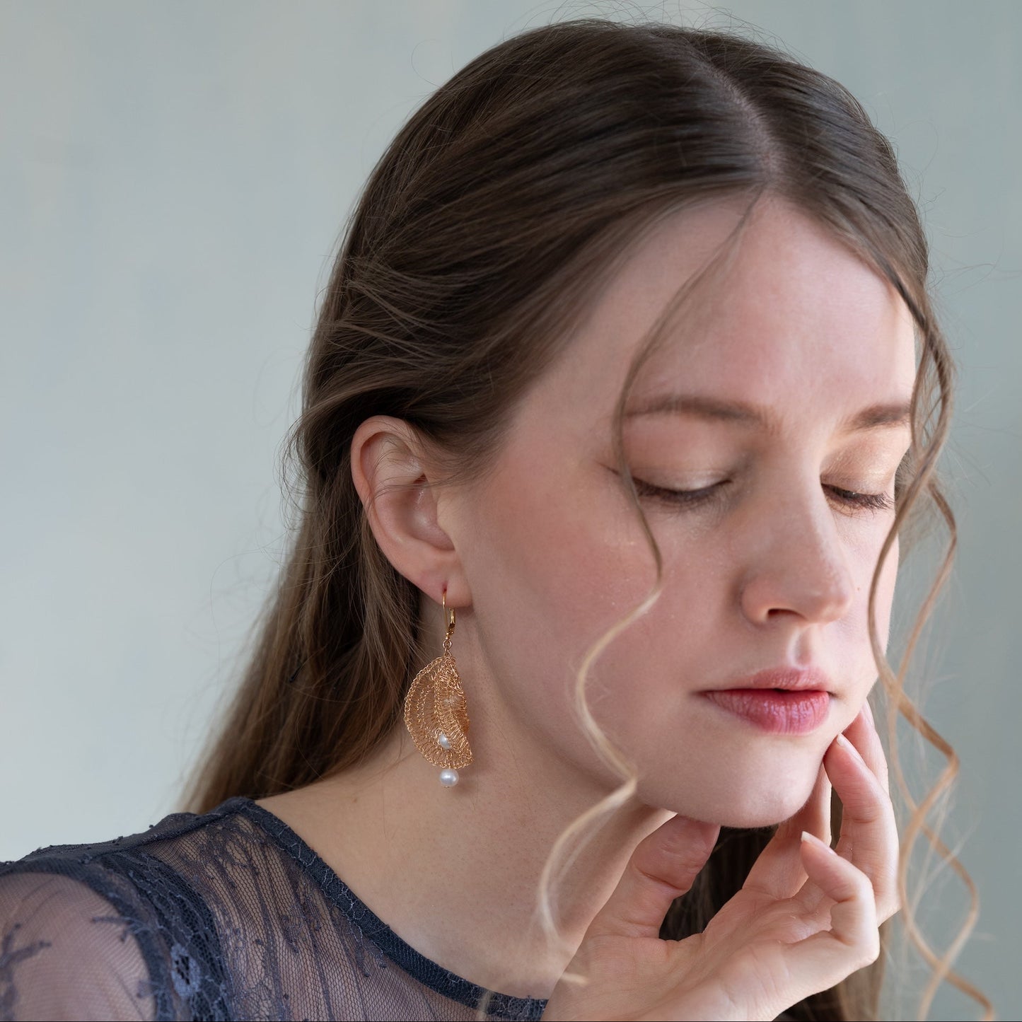 Pearl Cascade　耳環　Gold color