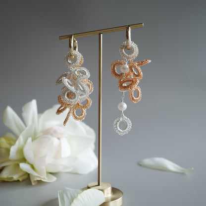 Full Bloom – 耳飾り4点 モチーフセット　ゴールド（S＋M）×シルバー（S＋パール）　