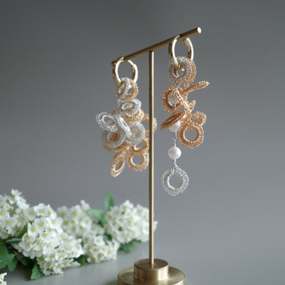 Full Bloom – 耳飾り4点 モチーフセット　ゴールド（S＋M）×シルバー（S＋パール）　