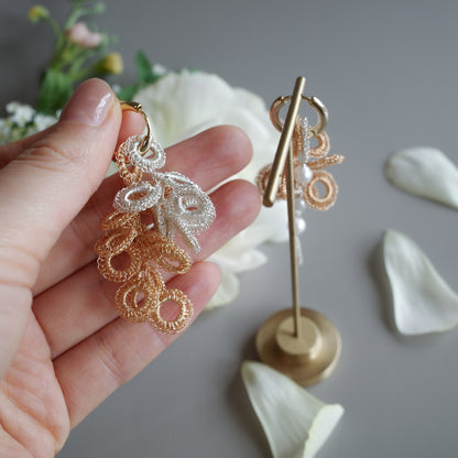 Full Bloom – 耳飾り4点 モチーフセット　ゴールド（S＋M）×シルバー（S＋パール）　