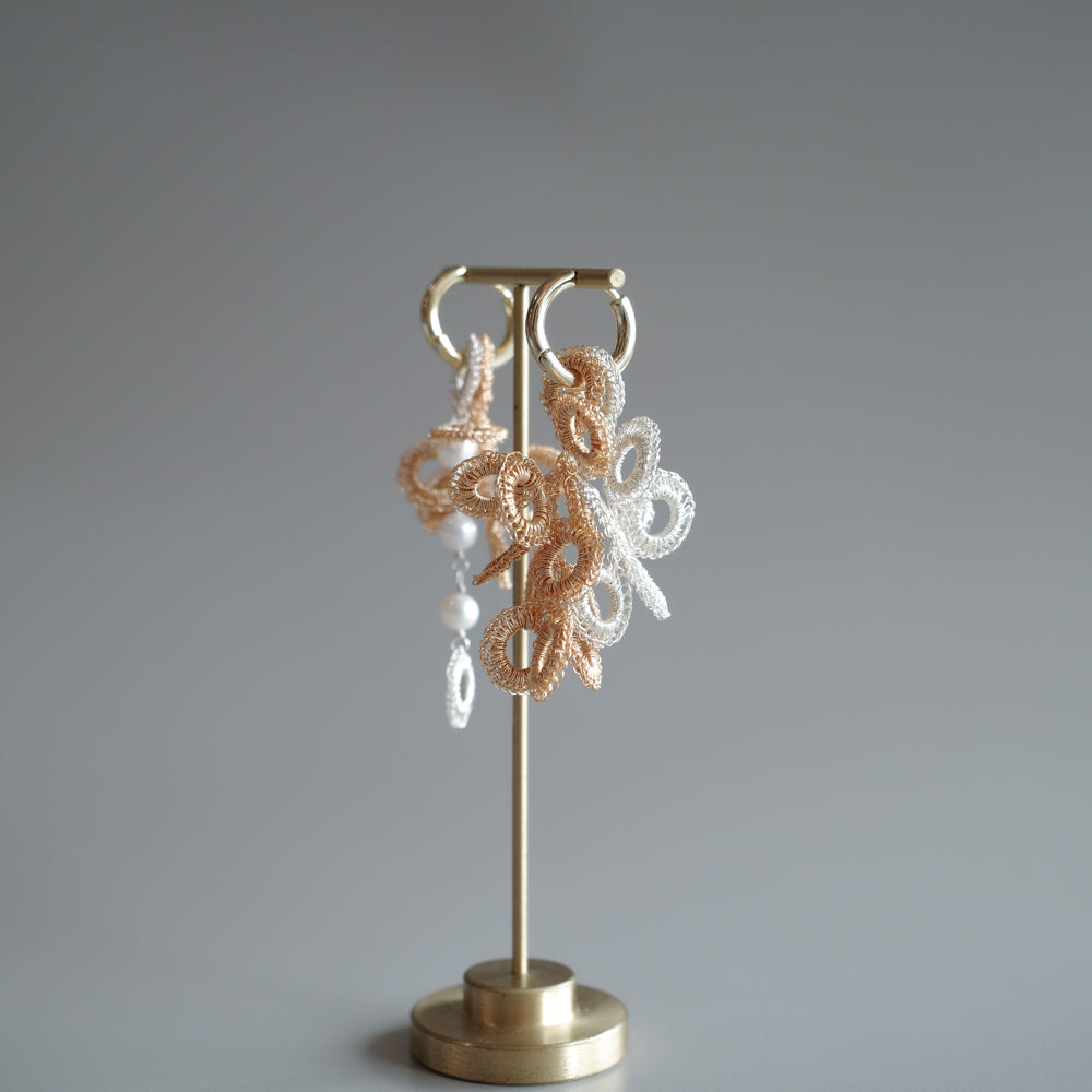 Full Bloom – 耳飾り4点 モチーフセット　ゴールド（S＋M）×シルバー（S＋パール）　