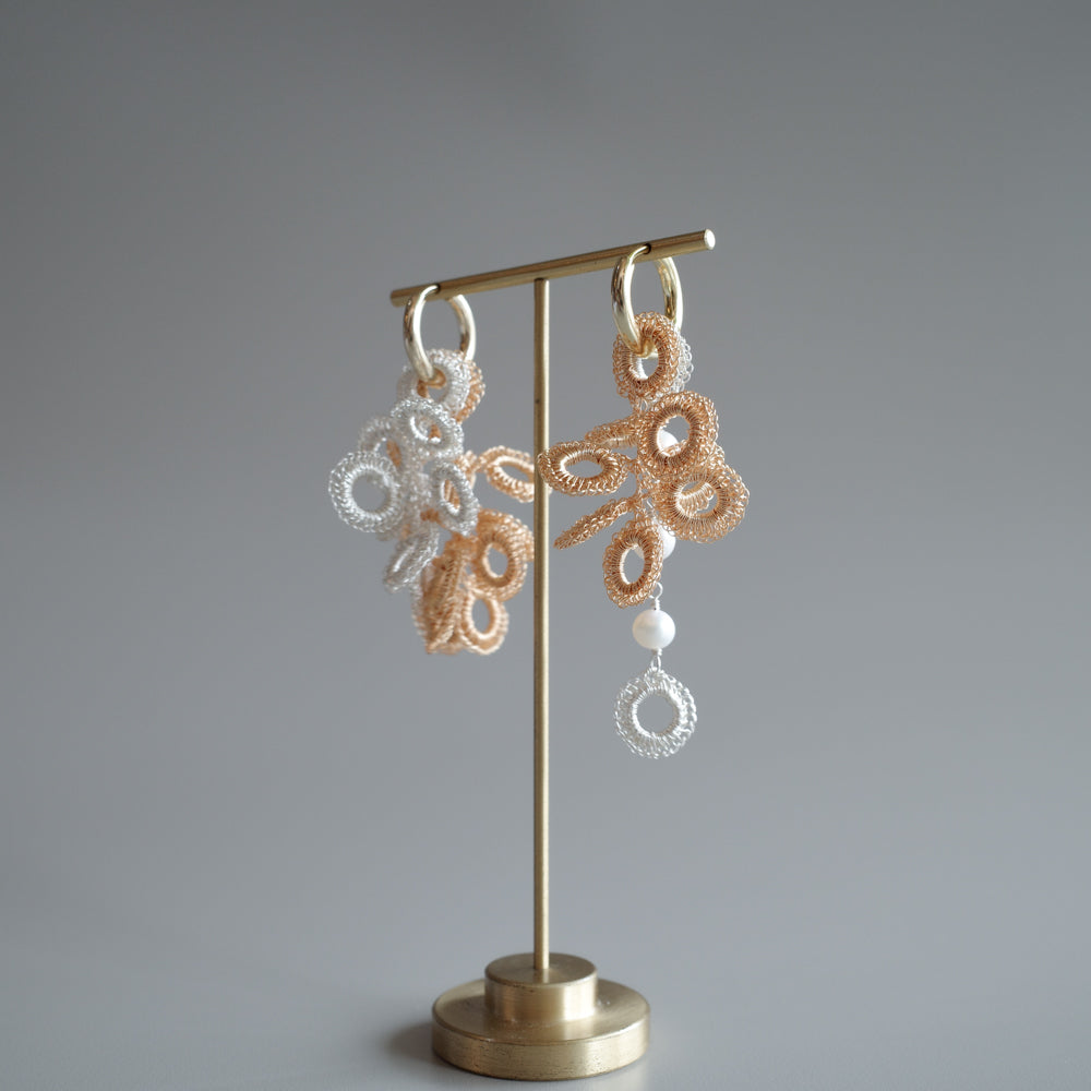 Full Bloom – 耳飾り4点 モチーフセット　ゴールド（S＋M）×シルバー（S＋パール）　