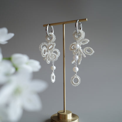 Full Bloom – 耳飾り4点(S×2,パール×2）モチーフセット　シルバー　受注販売