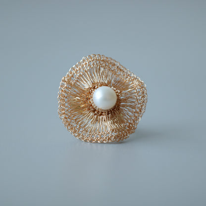 Orbit Pearl– ワイヤークロッシェ リング Gold Color