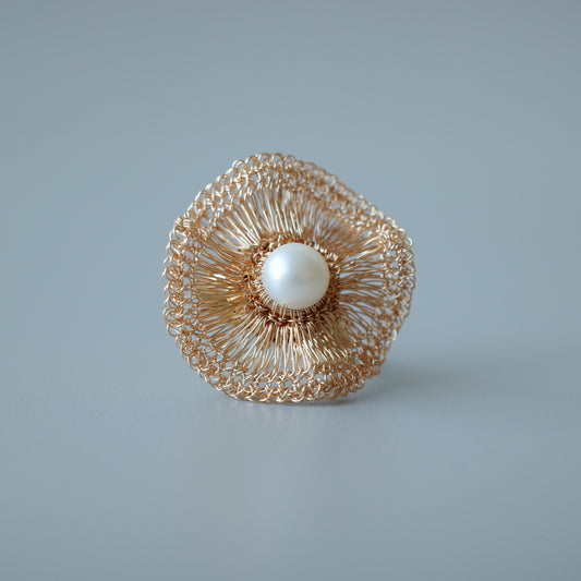 Orbit Pearl– ワイヤークロッシェ リング Gold Color