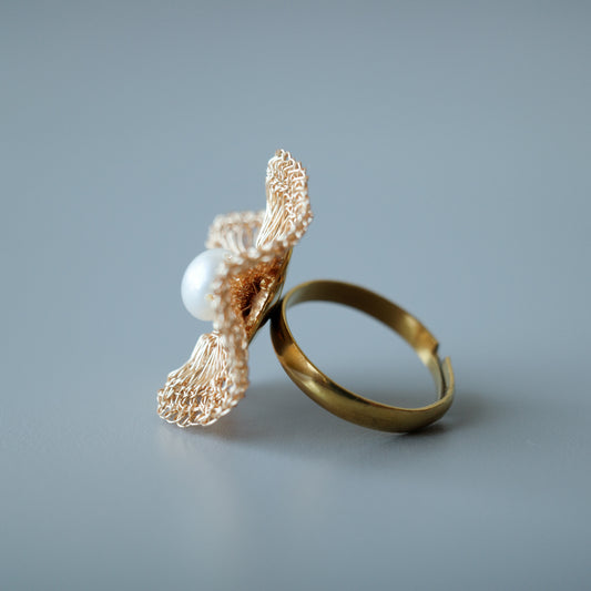 Orbit Pearl– ワイヤークロッシェ リング Gold Color