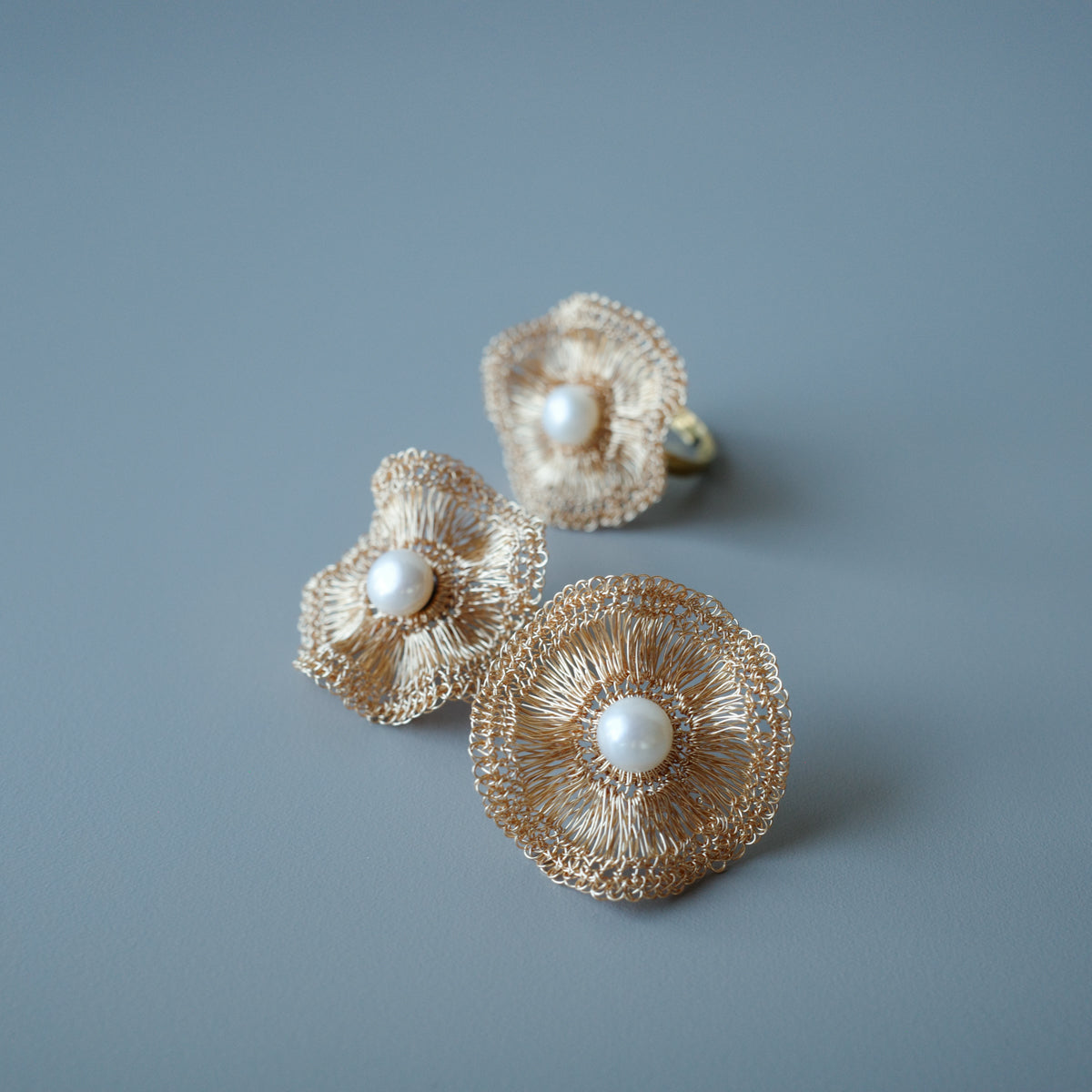 Orbit Pearl– ワイヤークロッシェ リング Gold Color