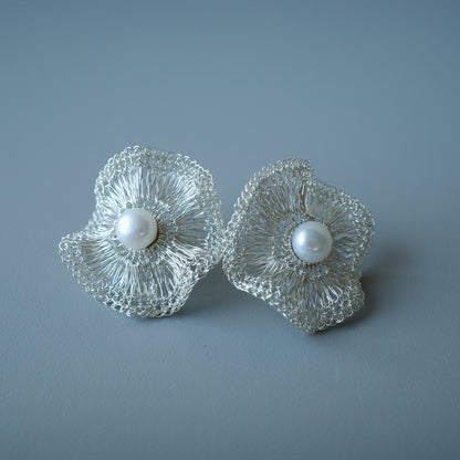 2way Orbit  Pearl　耳飾り　Silver color