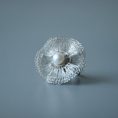 Orbit Pearl– ワイヤークロッシェ リング Silver Color